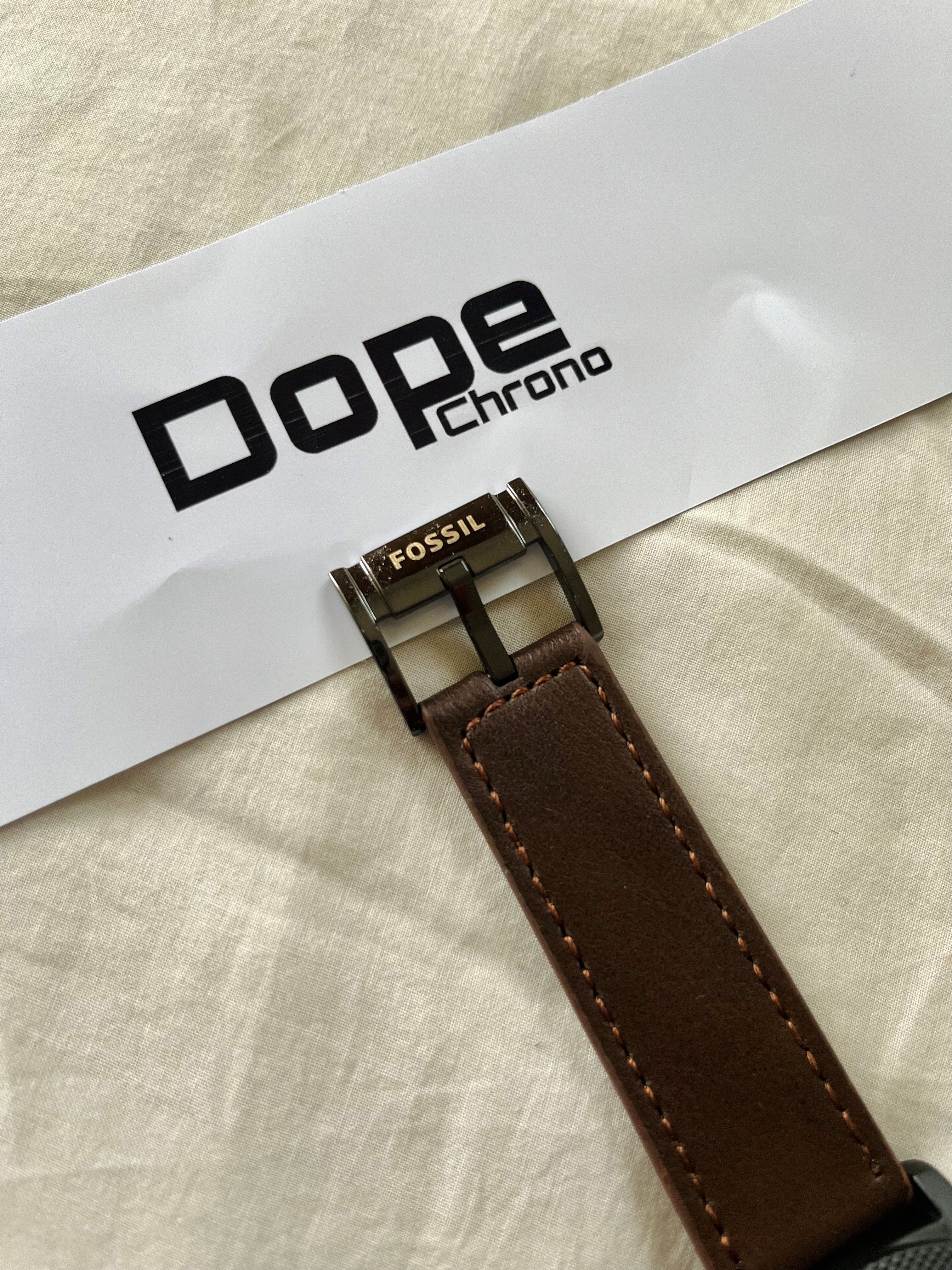 Fossil Men Leather Machine Analog Black Dial Watch-Fs4656, Band Color-Brown